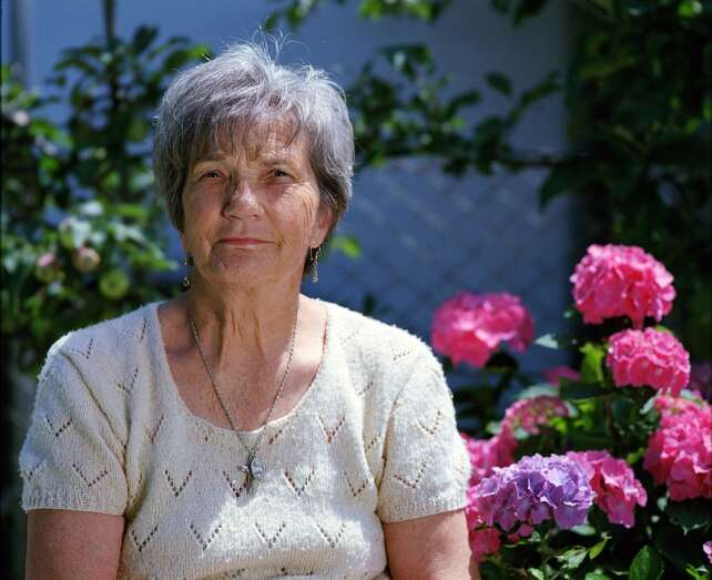 retiree in her garden