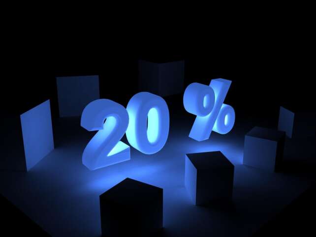 blue 20% on a black background, interest rates of certain credit cards in Canada